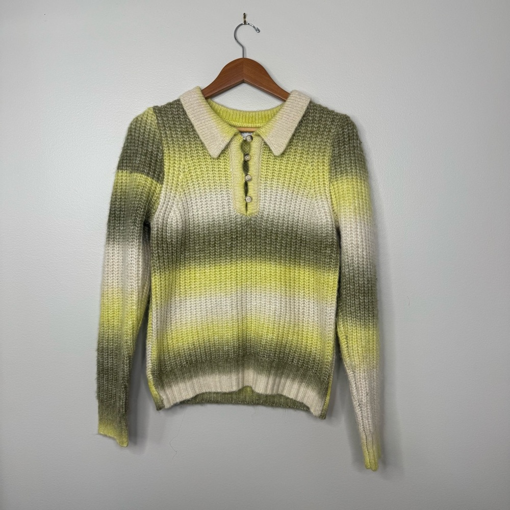 Greylin Textured Buttoned Collared Long Sleeve Sweater Large